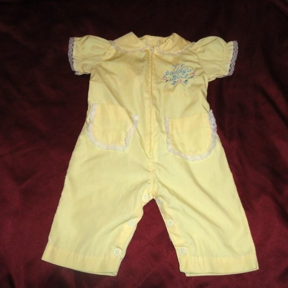 Vintage Baby Romper Daddy's Girl Embroidered & Lace